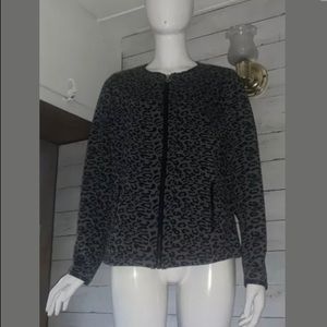 Cathy Daniels Animal Print Front Zip Gray Jacket